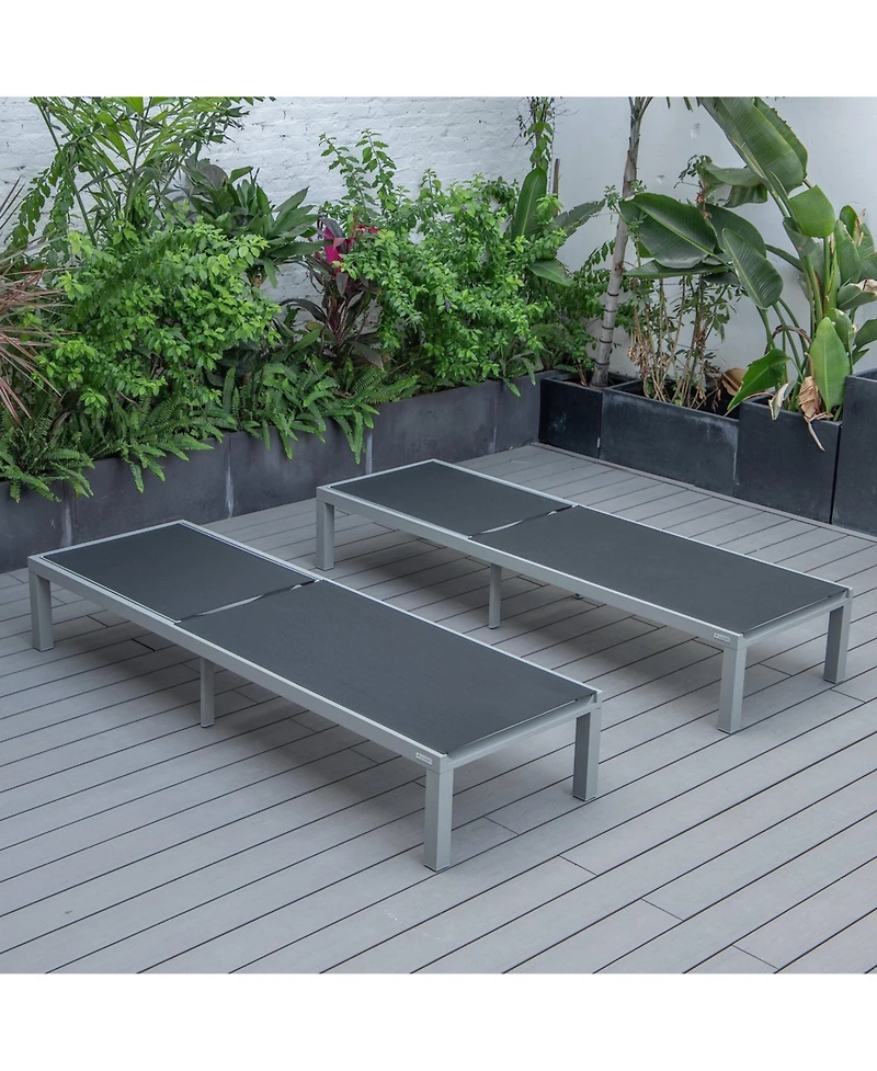 LeisureMod Marlin Patio Chaise Lounge Chair With Aluminum Frame, Set of 2