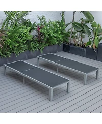 LeisureMod Marlin Patio Chaise Lounge Chair With Aluminum Frame, Set of 2