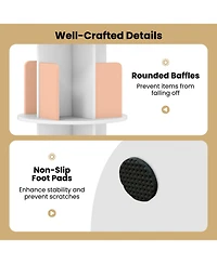 Sugift Three Tier Rotating Bookshelf with Dividers and Safety Baffles