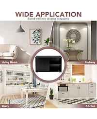 Sugift Kitchen Storage Cabinet with Sliding Door and Shelves