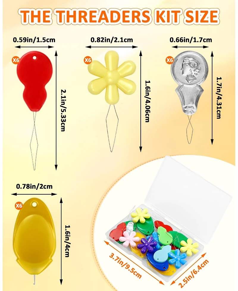 Gnuadz Threaders Kit 24 Needle Threader Hand Sewing Machine Embroidery Floss Storage Box