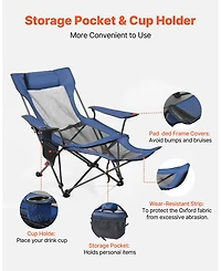 Sugift Reclining Camping Chair 4 Adjustable Positions Folding Lounger with Footrest