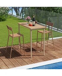 sumyeg 3-Piece Patio Bar Table Set with Bar Height Table and 2 Armless Chairs