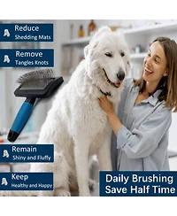 Aronkl Dog Slicker Brush Extra Long Pins Grooming Shedding Tangles Loose Hair for Medium Long Hair Dogs Cats