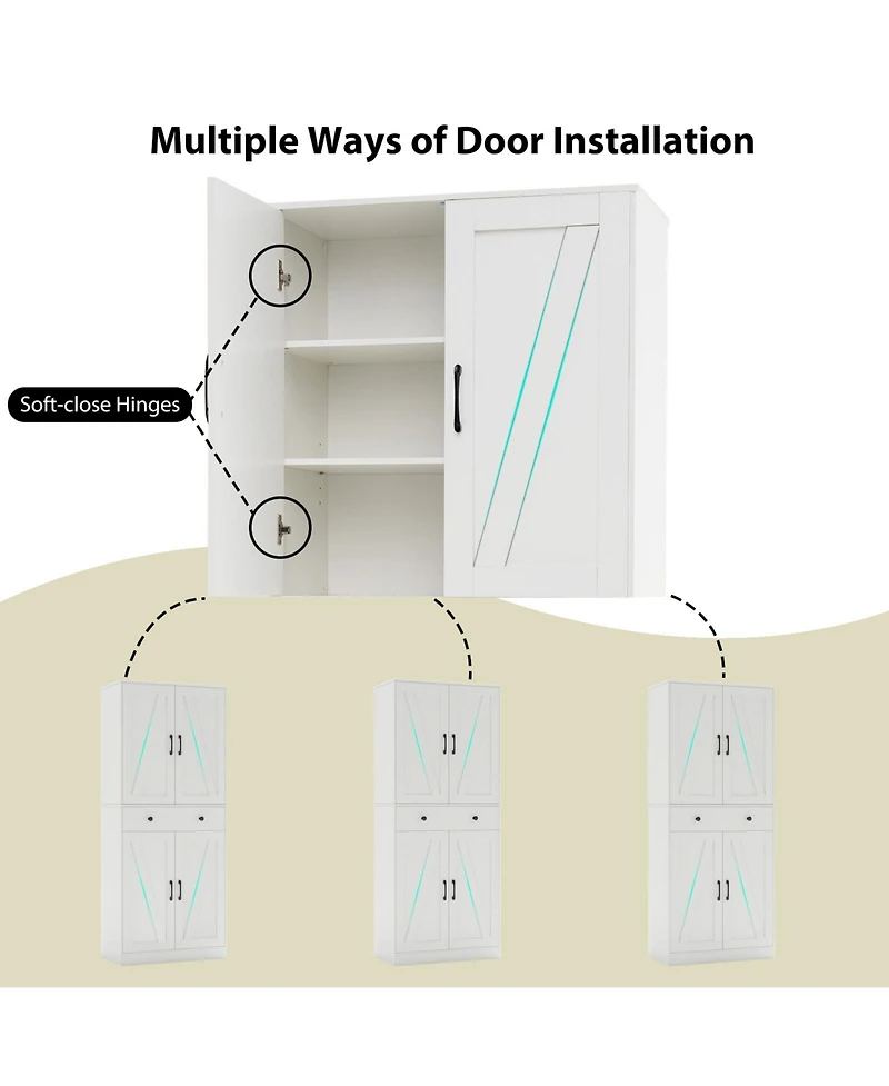 Sugift Tall Farmhouse Storage Cabinet with Sliding Barn Doors