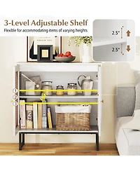 Sugift Rattan Buffet Storage Cabinet with Doors and Adjustable Shelf