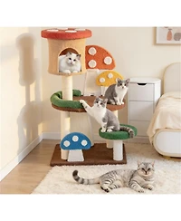 Zeus & Ruta Cute Mushroom Cat Tree with Condo Spring Ball Sisal Posts