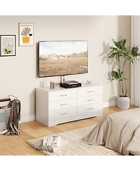 gaomon 6 Drawer Tv Stand Dresser for 32-80 Inch TVs, Wood Entertainment Center with Adjustable Mount.