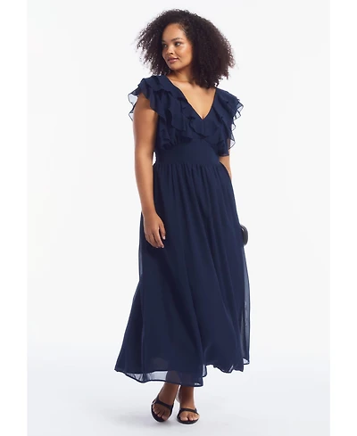 June & Vie Women's and Ruffled Chiffon Maxi Dress