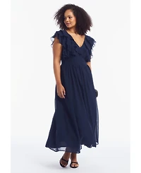 June & Vie Women's and Ruffled Chiffon Maxi Dress