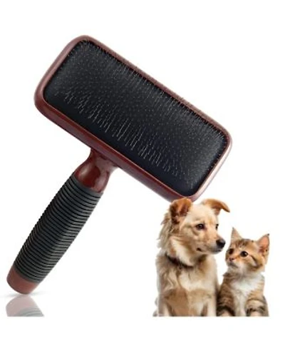 Aronkl Slicker Brush for Dogs Professional Grooming Undercoat Removal Long Short Hair Stainless Steel Pins Maplewood Handle