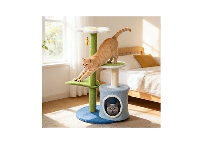 Zeus & Ruta 34.5 in. 4 Tier Cat Activity Center with Jingling Balls and Cozy Condo for Kittens