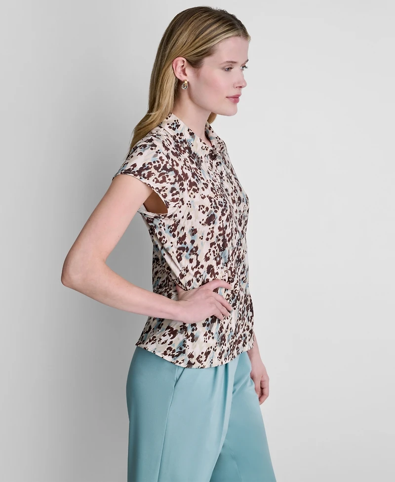 Dkny Women's Cap-Sleeve Printed Top