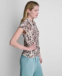 Dkny Women's Cap-Sleeve Printed Top