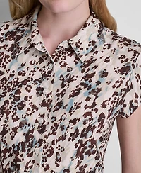 Dkny Women's Cap-Sleeve Printed Top