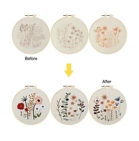 Gnuadz 3 Pack Embroidery Starter Kit Beginners Stamped Cross Cute Flowers Patterns Hoop Threads Adults