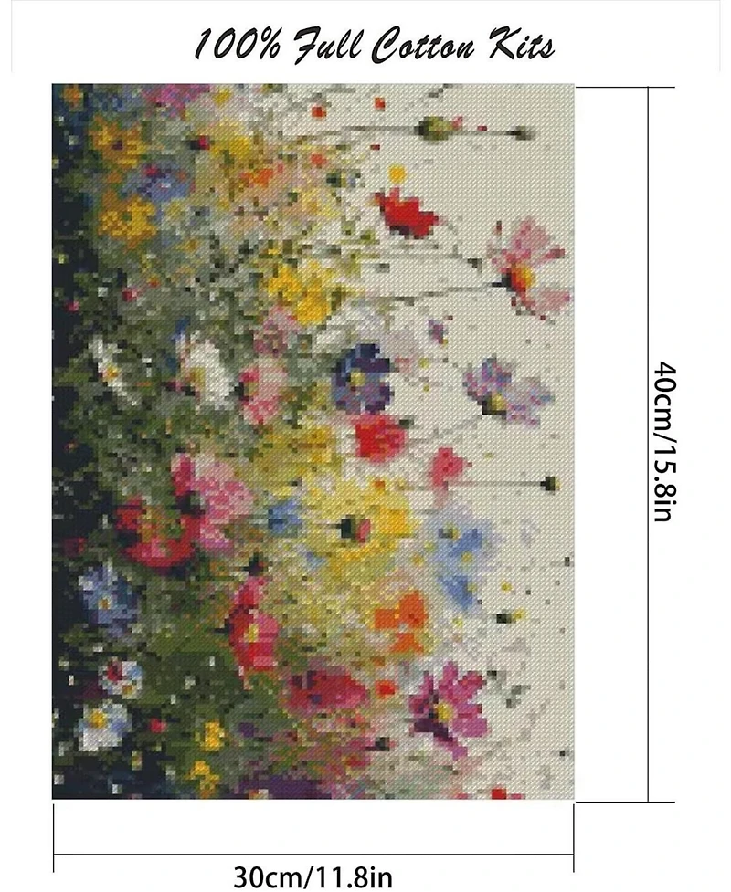 Gnuadz Flower Stamped Cross Stitch Kit Diy Embroidery Needlepoint Ornament Home Decor 12x16