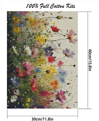 Gnuadz Flower Stamped Cross Stitch Kit Diy Embroidery Needlepoint Ornament Home Decor 12x16