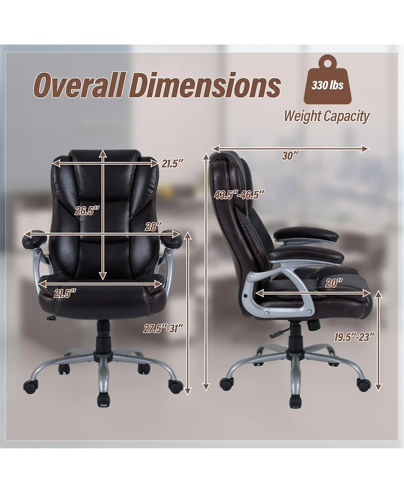 Slickblue Ergonomic Executive Office Chair Leather Padded Seat Armrests