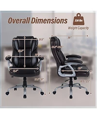 Slickblue Ergonomic Executive Office Chair Leather Padded Seat Armrests