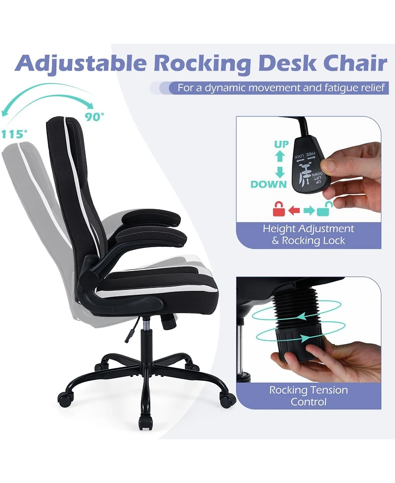 Slickblue Computer Chair Ergonomic 90 Degree Flip Up Armrests