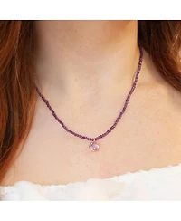 The Lovery Amethyst Bead Bezel Necklace 14K Yellow Gold