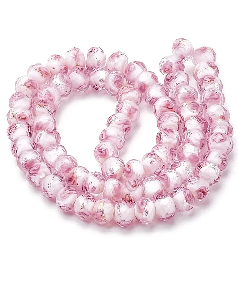 Gnuadz 70pcs 68mm Rose Lampwork Beads Foil Glass Flower Handmade Round Loose Rosary Craft Hole