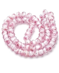 Gnuadz 70pcs 68mm Rose Lampwork Beads Foil Glass Flower Handmade Round Loose Rosary Craft Hole