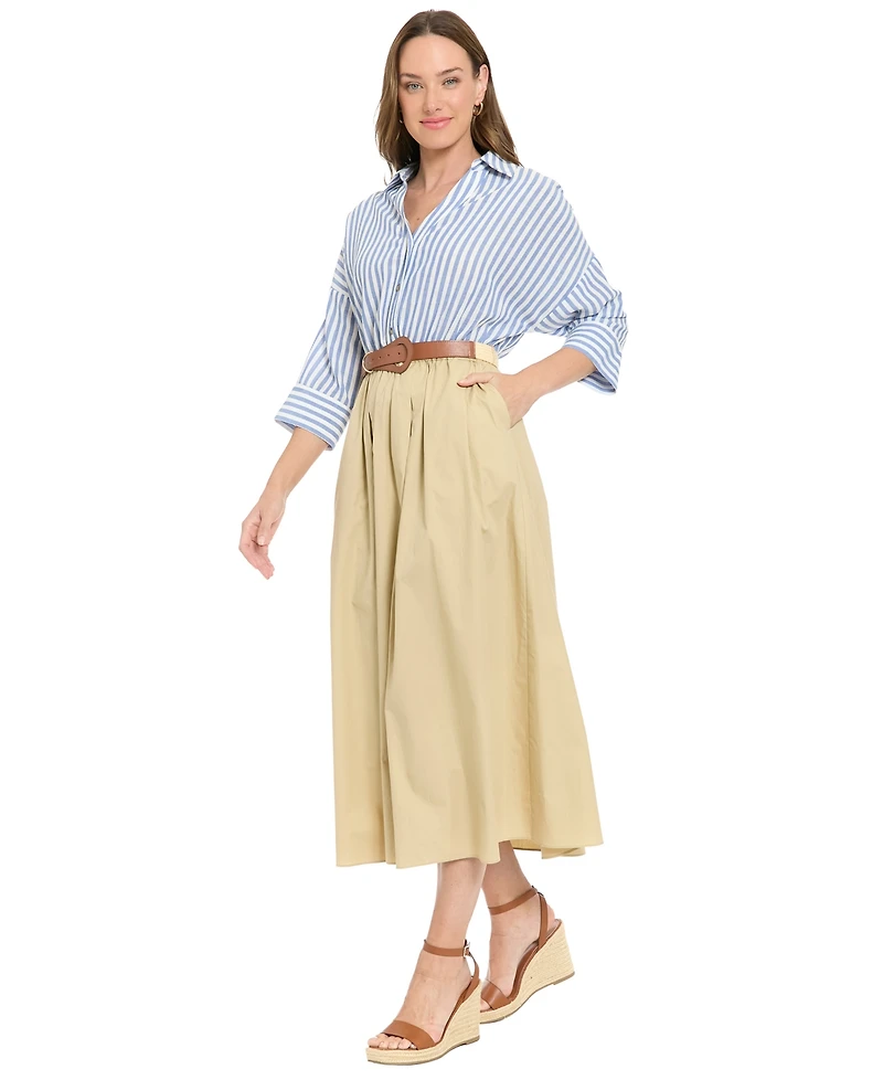 London Times Petite Fit & Flare Midi Dress