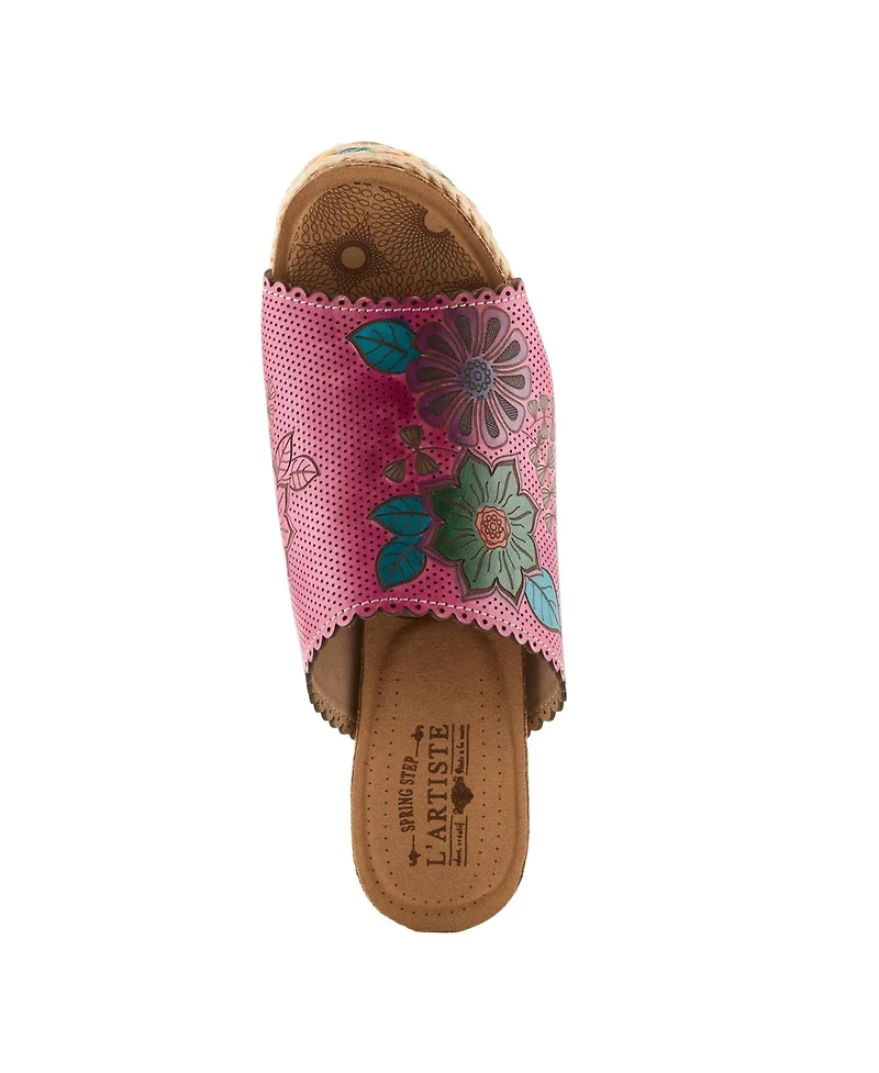 L`Artiste Women's Delraybeach Wedge Sandal with Hand-painted Comfort Design