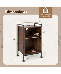 Sugift Mobile Record Player Stand with Power Outlet Storage