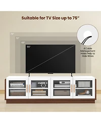 Gouun 70 in Tv Stand with 4 Tempered Glass Doors for TVs up to 75