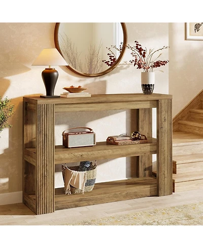 Tribesigns 41.34-Inch Console Table, 3-Tier Farmhouse Entryway Table with Storage Shelves, Narrow Sofa Console Behind the Couch