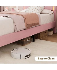 gaomon Set of 2 Twin Size Velvet Storage Beds with Led Ambiance – Upholstered Platform Bed Frame with Pull-Out Drawer