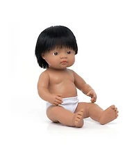 Miniland baby Doll 15'' Native American Boy (Polybag) - Made in Spain, Anatomically Correct, Quality, Inclusion, Vanilla scented