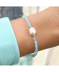 The Lovery Blue Topaz Bead Pearl Bracelet 14K Gold