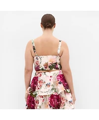 City Chic Women's Plus Bianka Bloom Print Crop Top