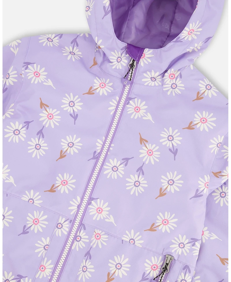 Deux par Deux Girl Mid-Season Jacket Purple Daisy Print - Child