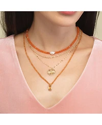 The Lovery Citrine Bead Bezel Necklace 14K Yellow Gold