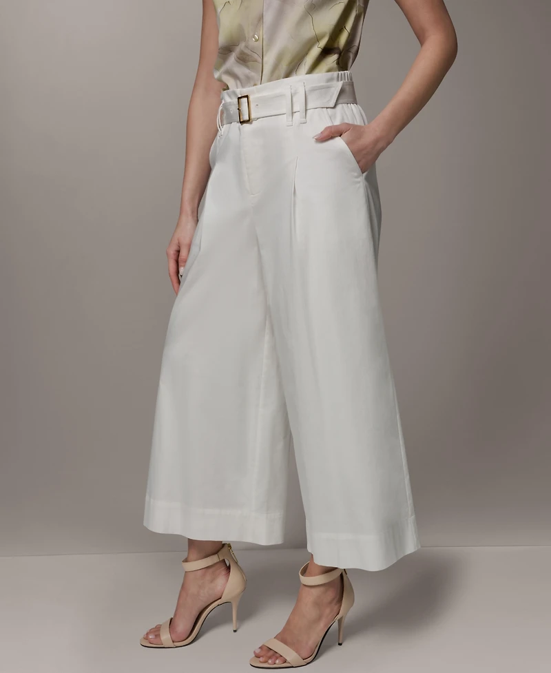 Donna Karan New York Petite Pleated Wide-Leg Cropped Pants