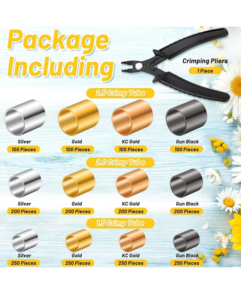 Gnuadz 2200pcs Crimp Beads Kit Crimping Pliers Jewelry Making Earring Necklace Bracelet Diy