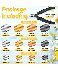 Gnuadz 2200pcs Crimp Beads Kit Crimping Pliers Jewelry Making Earring Necklace Bracelet Diy