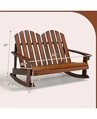 Gouun Fir Wood Outdoor Rocking Chair 2-Person with Slatted Seat