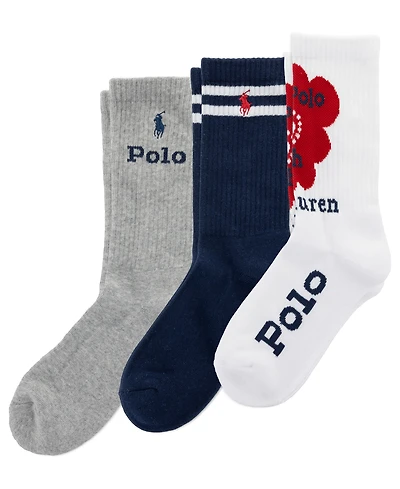 Polo Ralph Lauren Women's Logo Detail Crew Socks, 3-Pack