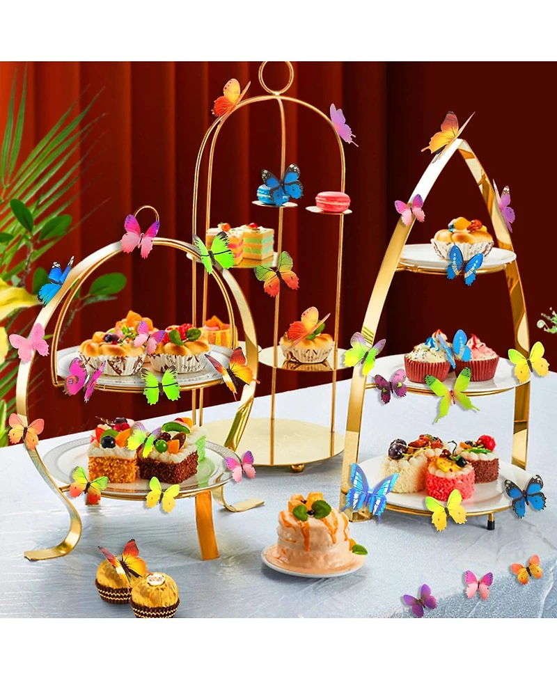 Gnuadz 60pieces Butterfly Wall Decor Plastic Art Decorations Birthday Wedding Christmas Party Cake Removable Stickers
