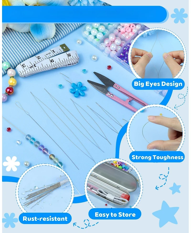 Gnuadz 21PCS Beading Set Seed Beads Big Eye Collapsible Needles