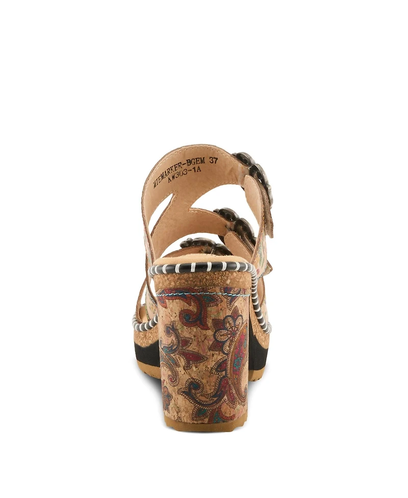 L`Artiste Women's Milemarker Floral Sandal with Cushioned Footbed Comfort