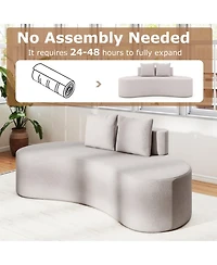 Gouun 78.5 in Curved Upholstered Sofa with 2 Accent Pillows, Seats 3