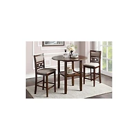 New Classic Furniture Gia 3-Piece 42" Wood Counter Drop Leaf Table Set
