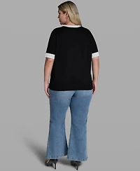 Karl Lagerfeld Paris Plus Pearl Flower-Detail Pull-On Sweater